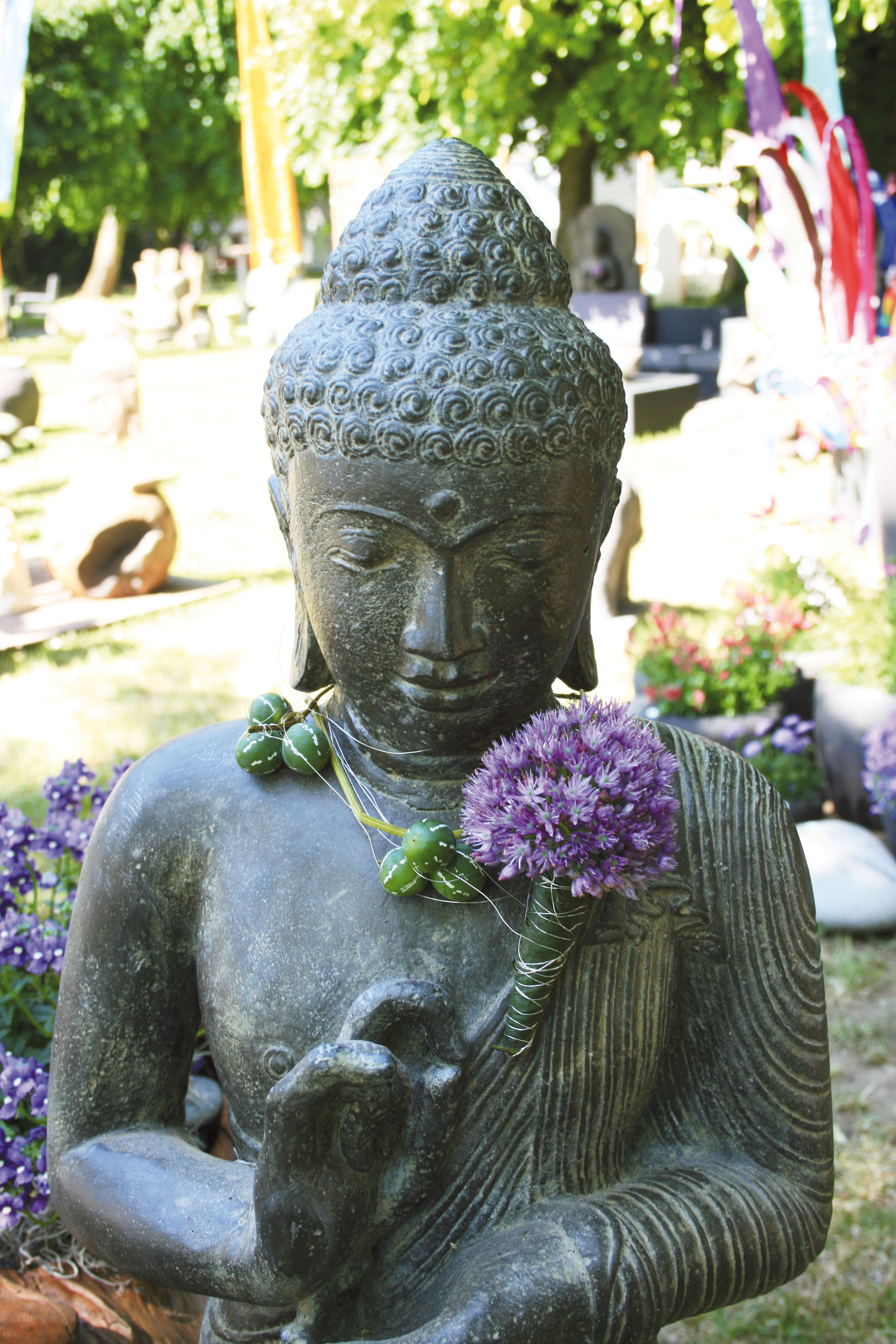 Großer stehender Buddha Rad der Lehre - 158 cm