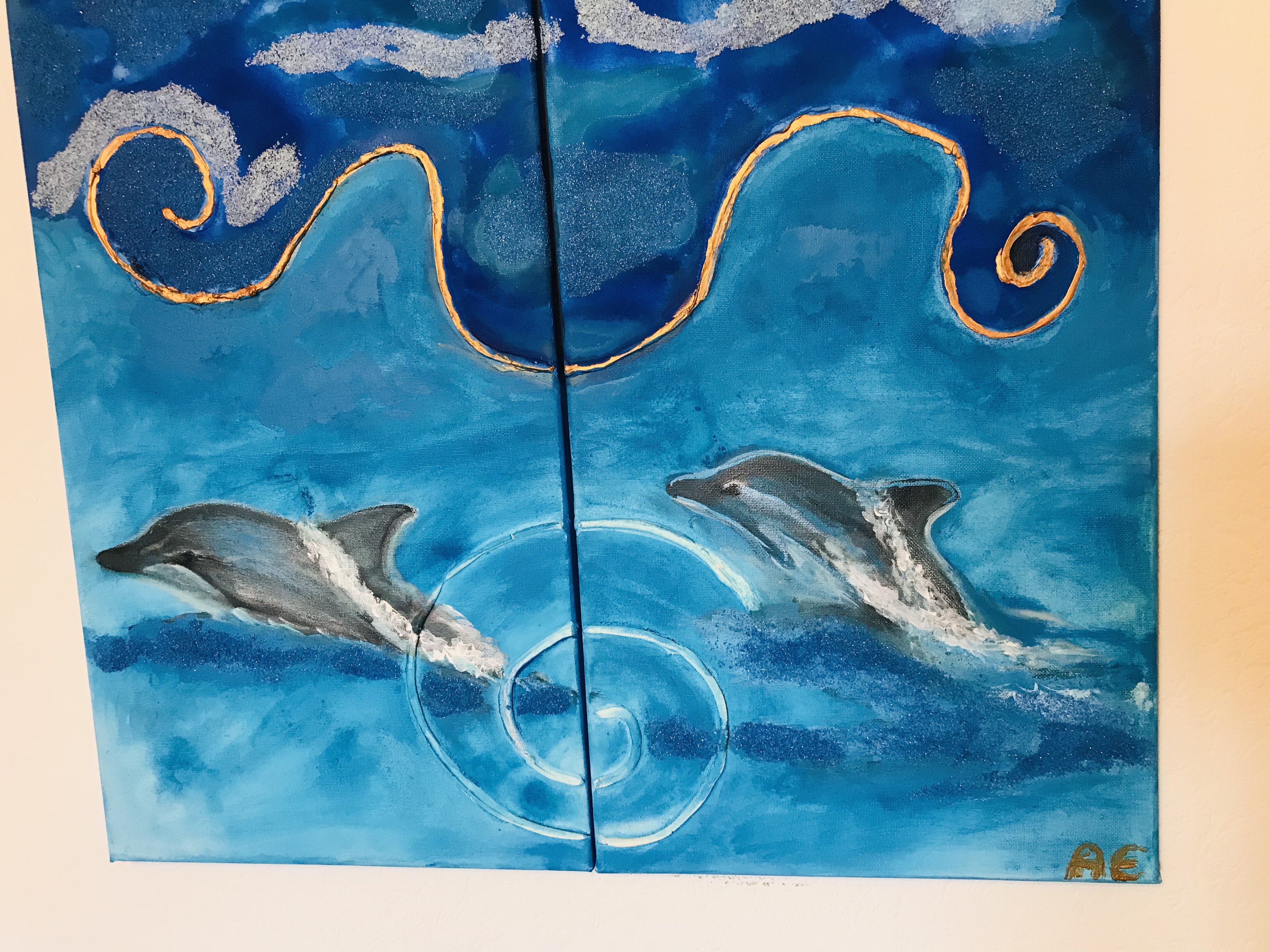 DOLPHIN DREAM - Diptych Original Painting