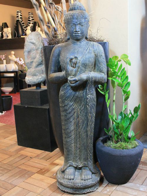 Stehender Buddha mit Rad der Lehre - 119 cm