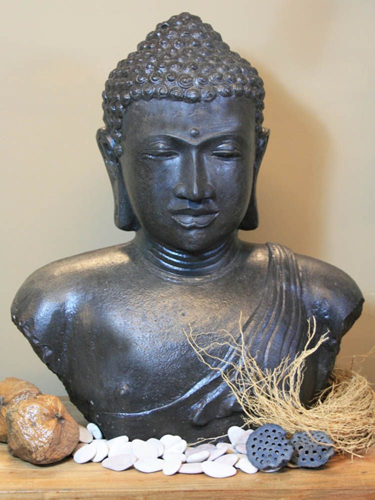 Buddha Büste - 55 cm, schwarzer Stein