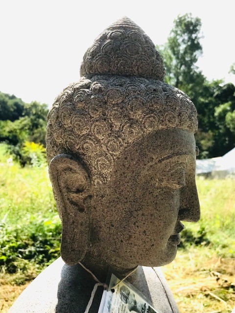 Sitzender Buddha aus Riverstone - 82cm