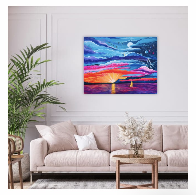 Dolphin Sky- Original painting and print