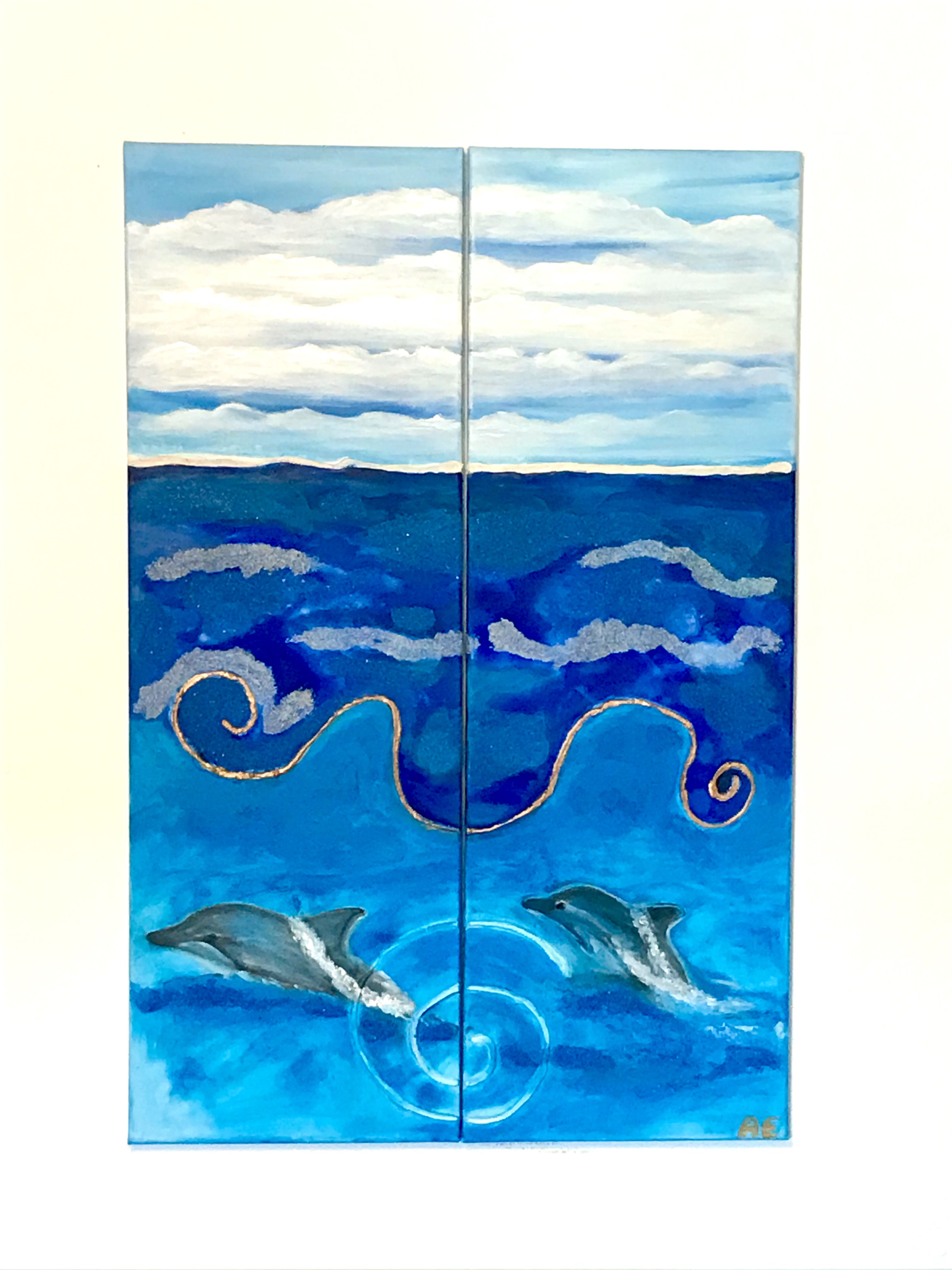 DOLPHIN DREAM - Diptych Original Painting