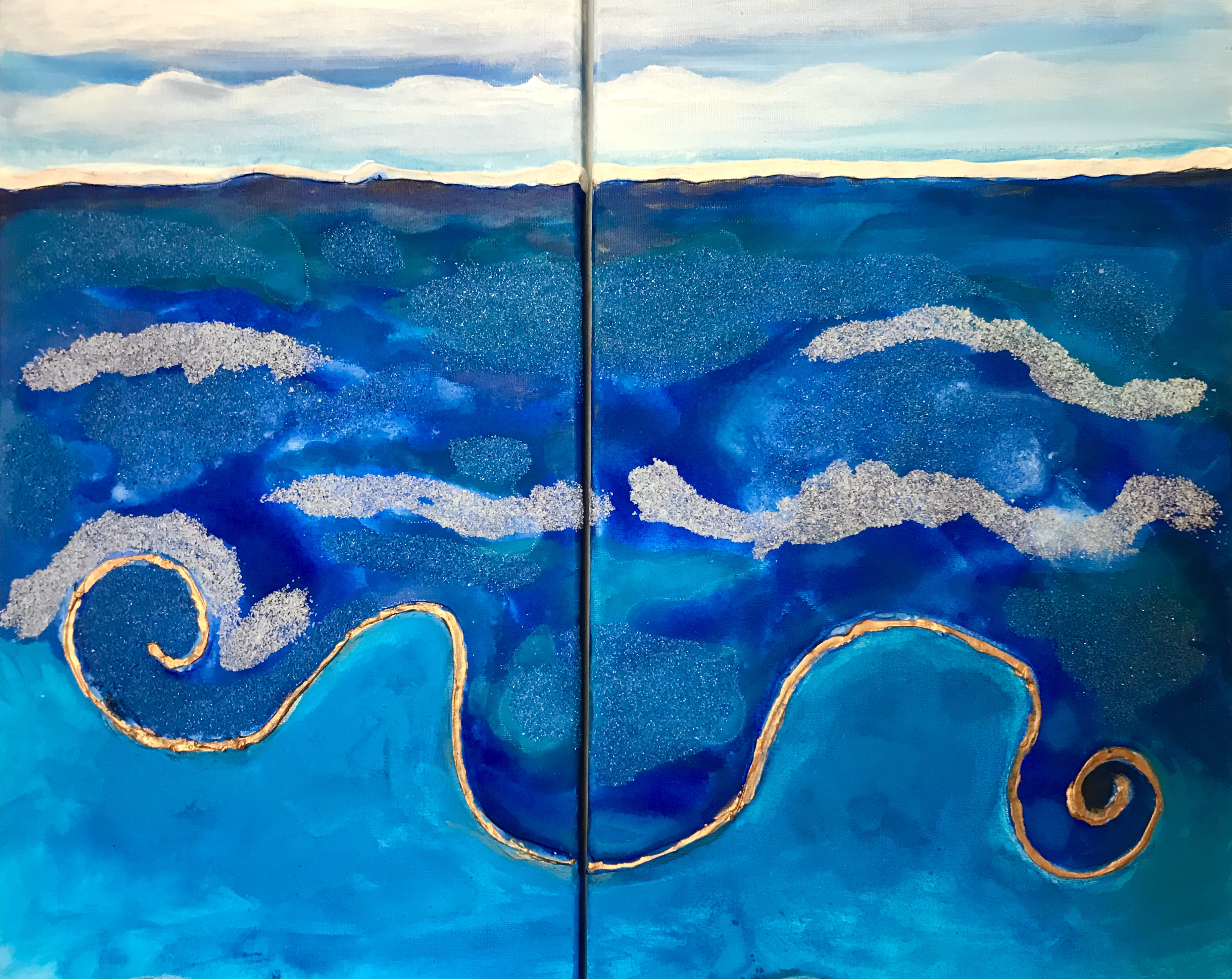 DOLPHIN DREAM - Diptych Original Painting