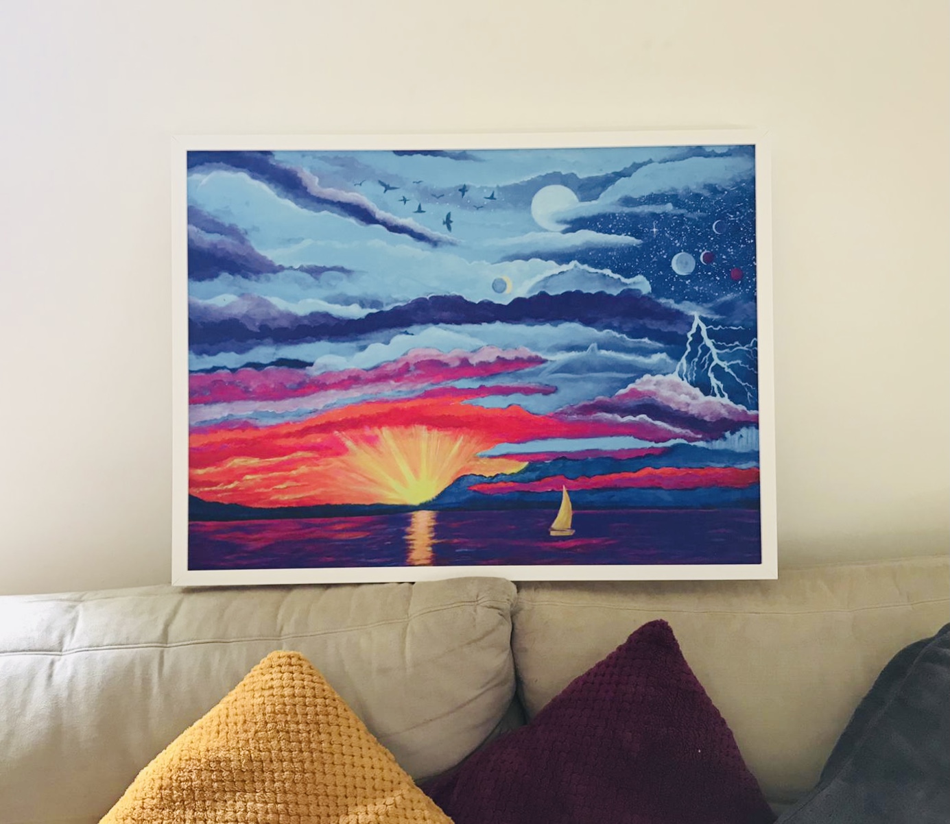 Dolphin Sky- Original painting and print