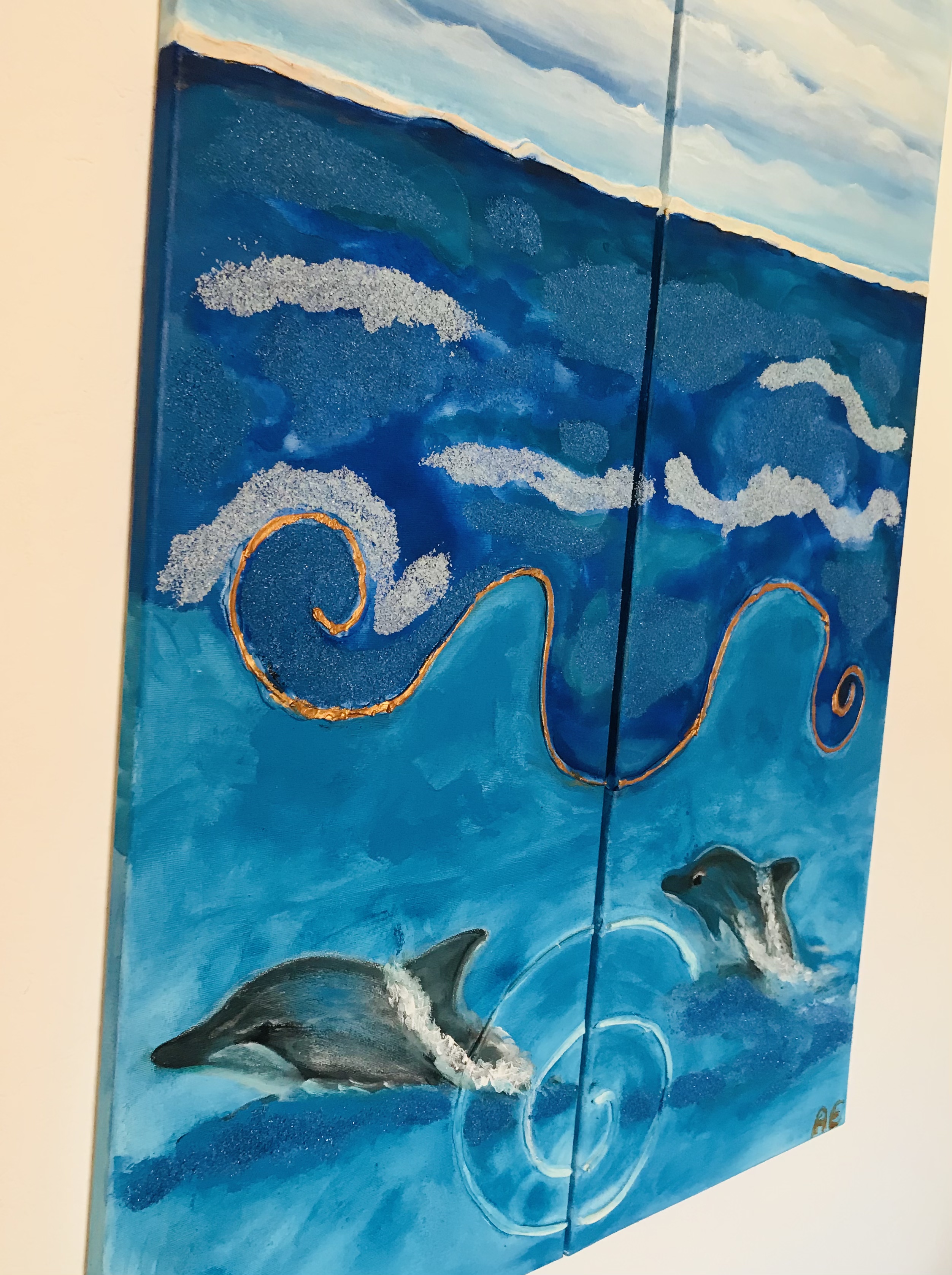 DOLPHIN DREAM - Diptych Original Painting