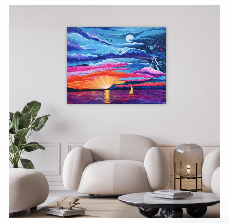 Dolphin Sky- Original painting and print