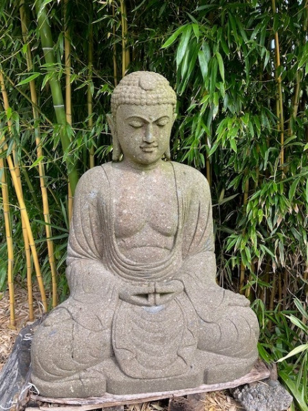 Sitzender japanischer Buddha aus Riverstone - ca. 110cm